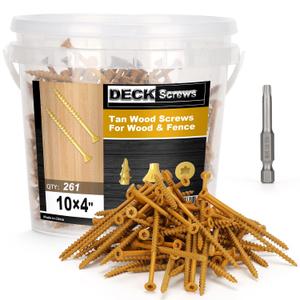 Deck Screws #10 x 4, T25 Star Torx Drive Flat Head Wood Screws, Tan, 5lb