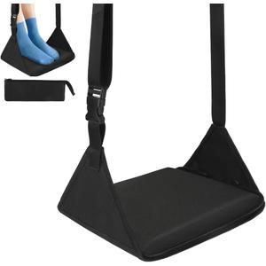 Foot Hammock for Plane Travel, Upgraded Airplane Foot Rest with Memory Foam, Hardboard, Portable Zippered Leg Hammock for Long Flight, Under Desk Footrest, No Collapse Foot Sling, Travel Essentials
