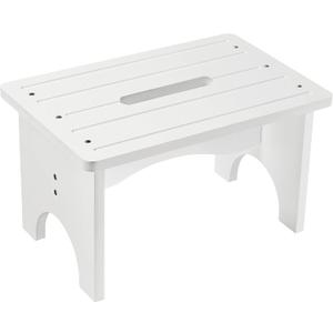 Wooden Step Stool for Adults, 9" Portable Wood Step Stool for Kids, Heavy Duty One Step Bedside Stool with 550 Lbs Load Capacity, Non-Slip White Foot Stool for Kitchen Bathroom Bedroom