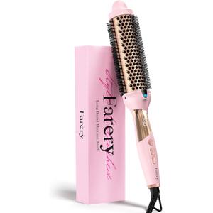 Farery Thermal Brush Extra Long Barrel, 1.5 Inch Hot Curling Wand for Big Bouncy Curls, Non-Blowing Heated Round Brush, Ceramic Curling Wand for Medium & Long Hair, 9 Adjustable Temps, Dual Voltage