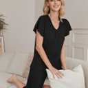 Ekouaer Womens Pajama Sets Ruffle Short Sleeve Sleepwear Top and Capri Pants Pjs Set Comfy 2 Piece Lounge Set S-XXL (Black, S)