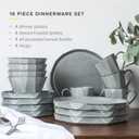 Table 12 Stonewashed 16-Piece Dinnerware Set, Service for 4, TD16Y50S | Stoneware Dinnerware with Reactive Glaze, Mugs, Plates and Bowls Set, Dishwasher and Microwave Safe