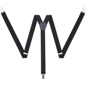 Unisex Suspenders for Men and Women - 1" Width - Y Back with Strong Clips - One Size Fits All (Black)