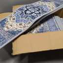 No Slip Stair Treads for Wooden Steps Indoor,Boho Carpet Stair Stread 15 Pack, 30x8 Stair Treads for Wooden Steps, Safe for Kids, Pets, and Elderly (Boho Blue)