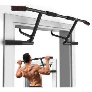 ONETWOFIT Pull Up Bar for Doorway, 440 lbs Heavy Duty Upper Body Fitness Workout Bar for Home Gym Exercise, Multi-Grip Strength Wall Mounted Door Frame Chin-Up Bar for Almost All Doors (Black)