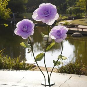 Giant Roses Artificial Flowers for Decoration with Stand,Oversized Handmade Paper Rose Decoration for Wedding, Party, Window Display, Photography Prop, Valentines Day & Event Decor(Purple)