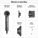 Hair Dryer, 150000 RPM Brushless Motor with 500M Negative Ions, Fast-Dry Lightweight Design, ThermoControl & Magnetic Nozzle/Diffuser, Low Noise Salon Blow Dryer for All Hair, Travel, Home