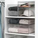 mDesign Plastic Stackable Closet Storage Organizer Bin Containers with Front Pull Drawer for Cabinet, Desk, Shelf, Cupboard, or Dresser Organization - Lumiere Collection - Clear