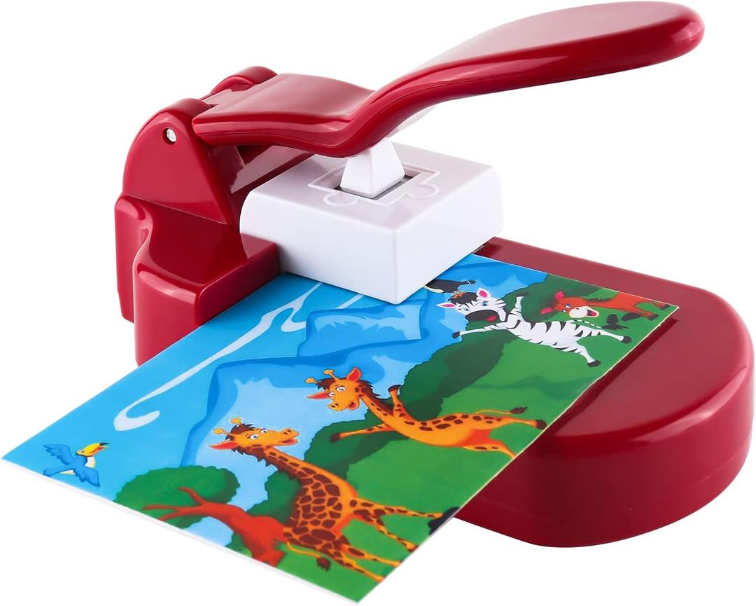 CYFUN DESIGN Jigsaw Puzzle Maker Jigsaw Puzzle Making Machine with 10 Adhedive Foams Picture Photo Cutter Jigsaw Puzzle Making Machine for 4x6 Puzzles DIY Paper Cutter Craft Handmade Puzzle Puncher (Red)