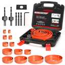 ANGELSWORD Hole Saw Set 22 PCS Double-Ground Teeth Hole Saw Kit, Hole Saw Drill Bit Kit, 3/4"-6" (19-152mm) 13 PCS Saw Blades, for Drywall, Soft Wood, Plywood, Plastic, PVC