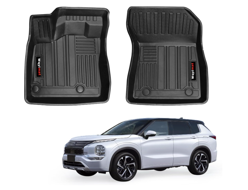 Custom for 2022-2026 Mitsubishi Outlander Floor Mats Front Liner Mat 2 Pcs TPE All-Weather Protection Accessories (Not for Sport and PHEV)