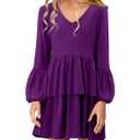 storeofbaby Purple Dress for Girls Casual Long Sleeve Elastic Waist Dresses Purple 8-9 Years (Purple)