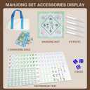 American Mahjong Game Set, Acrylic Mahjong Set with Green Floral Themed, 2 Carrying Bags, 4 Acrylic Racks with Pushers, Silent Mat & 3 Dice – Portable American Mahjong Set for Adults, Game & Travel
