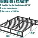 Yitong Angel 10 inch King Size Bed Frame Low Profile Metal Platform Frames with Mattress Slide Stopper,Heavy Steel Slats Support,No Box Spring Needed,Noise Free,Non-Slip,Easy Assembly