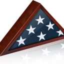 Flag Case for 3x5 FT Flag, 3'x5' American Flag Display Case Red Wood Memorial Flag Veteran Military Medal Pins Shadow Box with Acrylic Covered and Wall Mounted (Not for Burial Flag Size)