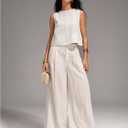 SHENHE Women's Mock Neck Tank Tops Linen Sleeveless Button Plain Elegant Going Out Tops (White, S)