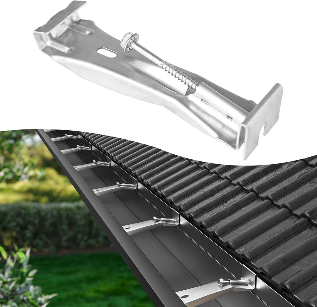 Benfar 25Pack 6 Inch Gutter Hangers Hidden Gutter Brackets Fastener with Pre-Inserted Screw K-Style Aluminum Rain Hangers Rust Resistant Screw Clip Heavy Duty for Repairing Sagging BR06