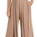 Jumpsuits for Women 2025 Summer Dressy Spaghetti Strap Ribbed V Neck Wide Leg Overalls Flowy Romper Jumpers Outfits M