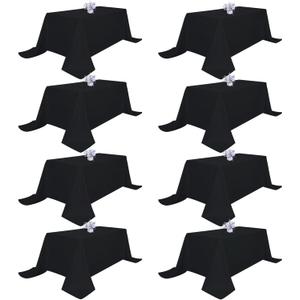 8 Pack Black Tablecloths 90x132 Inch Table Cloths for 6 Foot Rectangle Tables, Wrinkle Resistant Washable Rectangular Fabric Table Cover for Dining Wedding Banquet Camping Party