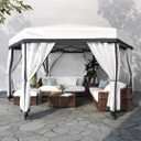 SUNJOY 11x11 ft. Pop Up Gazebo, 2-Tone Portable Canopy/Tent, Outdoor Hexagon Steel Frame Soft Top Gazebo with Mesh Sidewalls and Carry Bag, White & Black