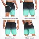 Mens Swim Trunks with Compression Liner 2 in 1 Quick Dry Swimming Shorts Swimwear Bathing Suits with Pockets (Black, L)