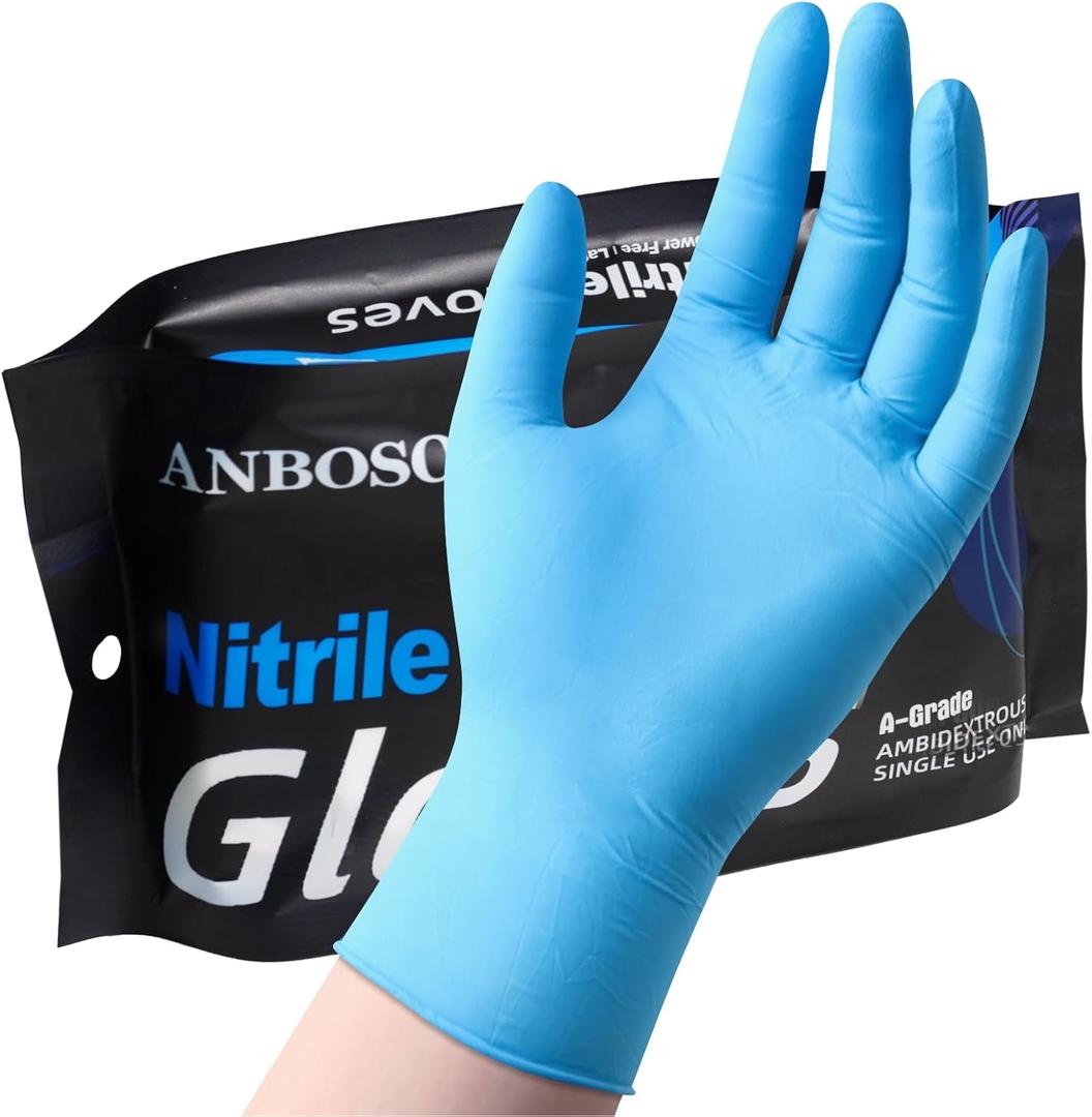 2 x Disposable Nitrile Gloves, 5 Mil Thickness Latex-Free & Powder-Free Food Safe, Cooking, Cleaning Gloves (Blue of 50)
