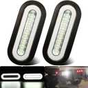 2Pcs 6" inch White 52 LEDs Oval LED Trailer Boat Halo Reverse Back Up Tail LightsPatented w/Rubber Grommet Sealed Waterproof IP67 for Truck/RV/Van, DC 12V