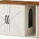 Feandrea Litter Box Enclosure, Modern Cat Litter Box Furniture Hidden, Front Entry, Double Doors, Handles, Cat House, Side End Table, 33.5 x 19 x 19.5 Inches, Honey Brown and Rustic White UPCL012K01  