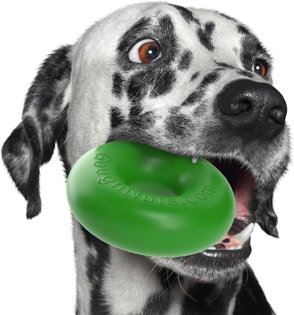 Goughnuts  Dog Toys for Aggressive Chewers | Virtually Indestructible Dog Toys for Medium Breeds Such as Pit Bulls and German Shepherds | Heavy Duty Dog Toy | Green (Medium, 30-70 Lbs (Original Size))
