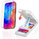 for iPhone 16 Pro Max Shatterproof Screen Protector, Reusable Installation Tool, 3D Curved Tempered Glass, HD Clear Full Coverage, Military Drop Protection, 9H Hardness, Bubble-Free, Ultra-Smooth, Case Friendly 2-Pack