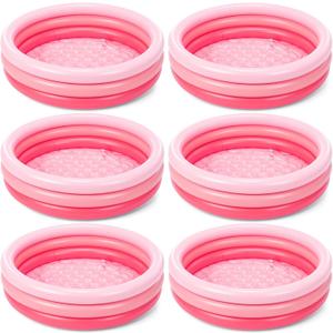 VioraWhite 6 Pack Inflatable Kiddie Pool for Toddlers 34"x10" Pink Blow up Kids Swimming Pool Small 3 Rings Round Baby Pools for Indoor Outdoor Water Game Play Center