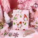 Retrify Christmas Wrapping Paper - 17 Inch x 32.8 Feet Mini Roll - Cute Red Green Gnome Snowflake Foil Girly Pink Gift Wrap Paper for Holiday Shower Party Celebration