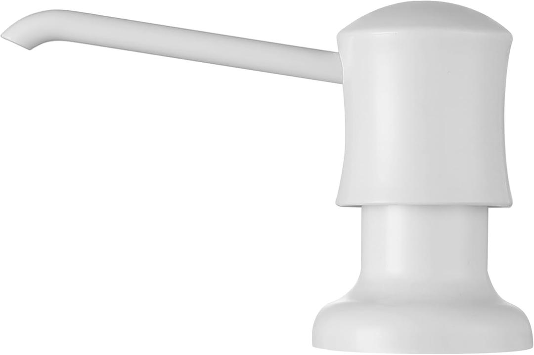 White Sink Soap Dispenser for Kitchen Sink (White), Built-in and Refill-from-Top Design with Liquid Hand & Dish Soap Bottle (with Bottle)