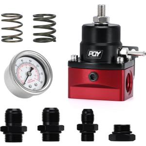 Adjustable EFI Fuel Pressure Regulator Kit 3-70PSI with AN8 Feed Port and AN6 Return Port (red+black)