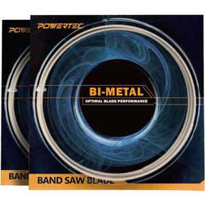 POWERTEC 111 Inch Bi-Metal Bandsaw Blades, 1/2" x 14 TPI Non-Ferrous Metal Cutting Band Saw Blades for Craftsman 22440 and Rikon 10-325, 10-326 & 10-324TG 14" Band Saw, 2pk (13380-P2)