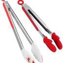 Amazon.com: Kitchen Tongs, Premium Stainless Steel, Food-Grade Silicone Tips with Christmas Design, Heat Resistant 500F, 2-Piece Set (9'' and 12''): Home & Kitchen