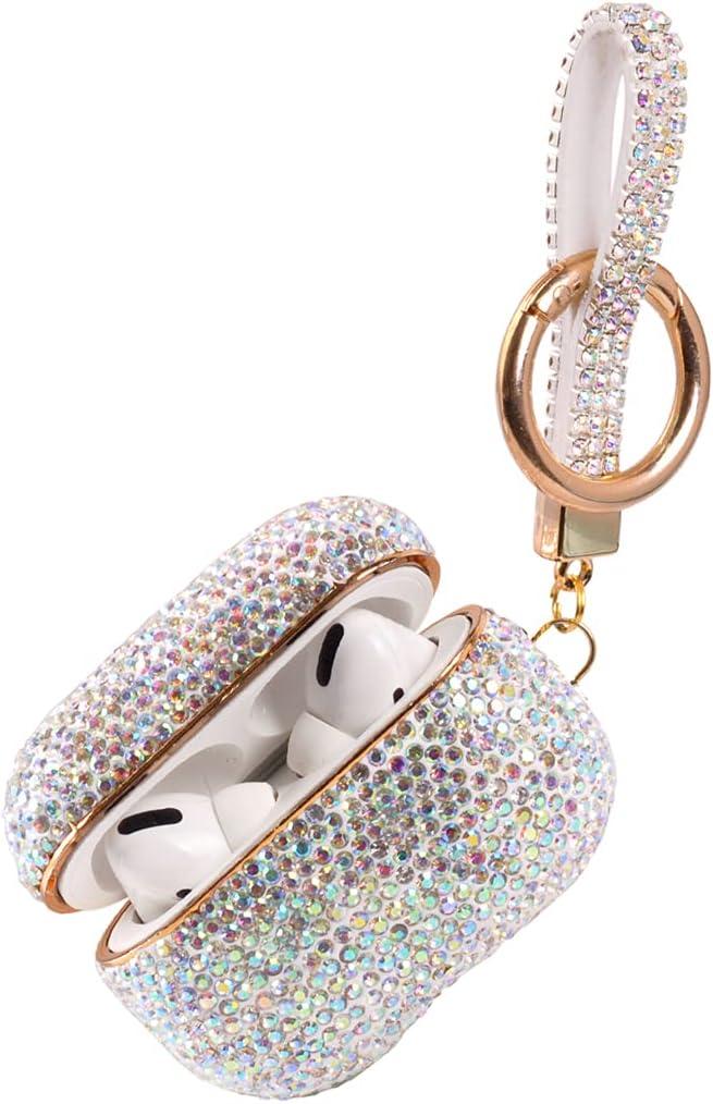 Sparkly Diamond Case for AirPods Pro 1&2 Generation with Keychain, Shockproof Protective Premium Bling Rhinestone Cover Skin Compatible with AirPods Charging Case (AB+Gold Plated)