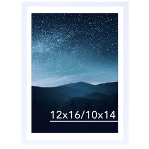 JCJMY 12x16 Picture Frame White with 10x14 Mat for 30 x 40cm Diamond Art Painting, Display Photo 10 x 14 with Mat or 12 x 16 Without Mat, Wall Hanging Large 30x40 Frame with Durable Plexiglass, White