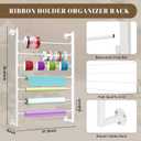 Yonynise Ribbon Storage Organizer,31.5-inch Width Wall Mounted Ribbon Holder Rack,7 Tier Large Capacity Metal Ribbon Storage for Craft Room,Flower Shop,Cake Shop,Gift Wrapping Paper,White