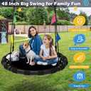 HeyZoo Saucer Swing, 48 Inch Larger Swing Sets for Backyard and Outdoor Playground, 900lbs Weight Capacity, with 360 Degree Swivel, Gifts for Kids and Family, Black