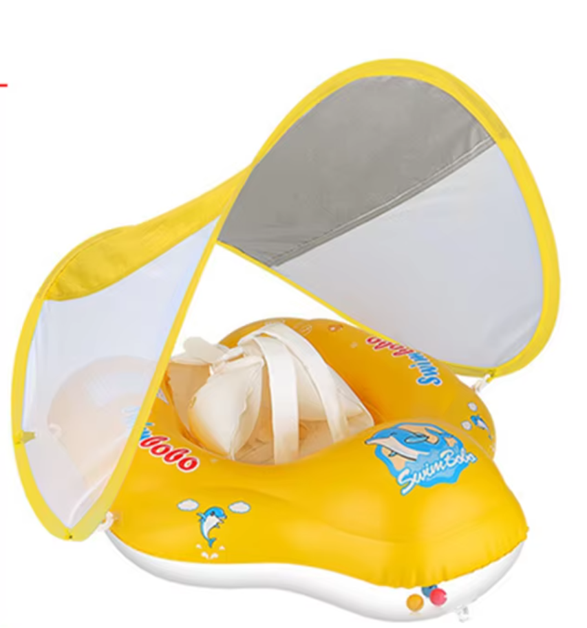 Swimbobo Baby Swimming Float Kids Inflatable Swim Ring with Safety Support Bottom Swimming Pool Accessories for 3-36 Months Size L