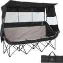 Nice C 3 Person Camping Chair with Canopy, Double Chairs with Sun Shade, Umbrella Chairs Loveseat, Folding Portable Padded Sports Chair, with Cup Holder, Cooler Bag, for Outdoors, Lawn (Black&Grey)