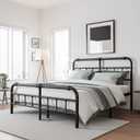 BOSRII King Size Bed Frame with Headboard and Footboard, 18 Inches High, 3500 Pounds Metal Slats Support for Mattress, No Box Spring Needed,Noise-Free, Black