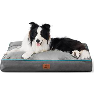 Bedsure Waterproof Dog Beds for Large Dogs - 4" Thicken Up to 80lbs Pet Mat Pillows with Removable Washable Cover, Grey (36.0"L x 27.0"W x 4.0"Th, Grey)