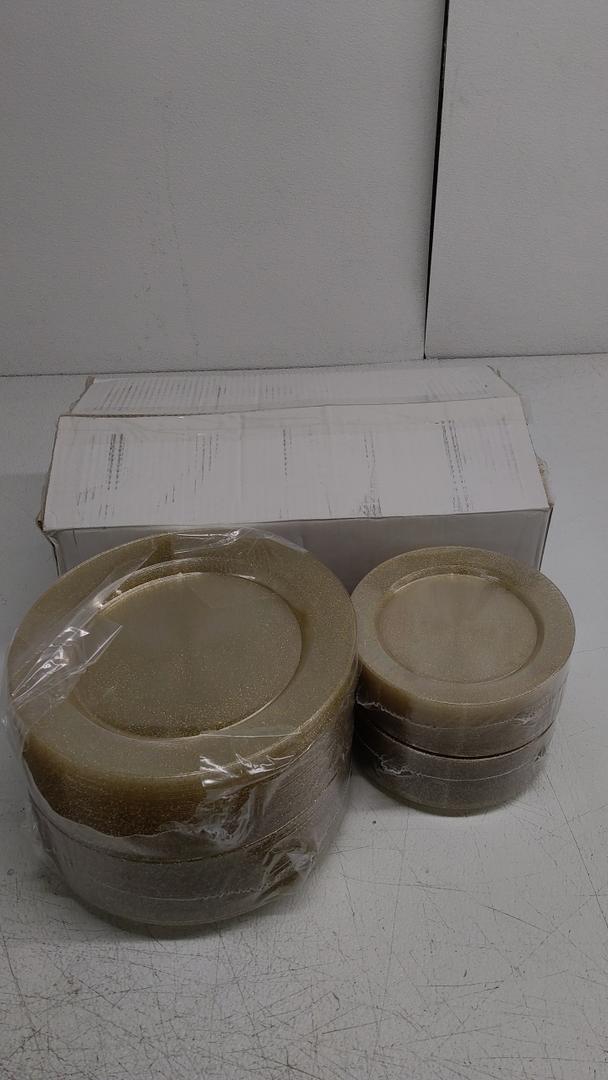 I00000 200 Pcs Clear Gold Plastic Plates - Disposable Party Plates, Gold Plate Disposable Include 100 Dinner Plate and 100 Dessert Plate, Plastic Plate for Party, Holiday, Wedding & Birthday I00000 200 Pcs Clear Gold Plastic Plates - Disposable Party Plates, Gold Plate Disposable Include 100 Dinner Plate and 100 Dessert Plate, Plastic Plate for Party, Holiday, Wedding & Birthday
