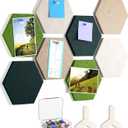 MaxGear 8Pcs Hexagon Felt Cork Board Tiles, Green Self-Adhesive DIY Bulletin Board Pin Board for Office School Home Wall Decor Stickers Photos Display Memos (7.0" x 6.1")