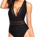 Tempt Me Women Sexy One Piece Swimsuits Deep V Neck Bathing Suits Plunge Hollow Out Swimwear L