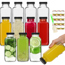 12oz Glass Bottles with Lids 12-Pack for Juicing & Milk | 360ml Portable Glass Juice Bottles, Reusable & Leakproof, for Morning Juice, Office Coffee & Kombucha