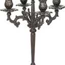 Sungmor Heavy Duty Cast Iron Candlestick Holders - Handcrafted Vintage Candelabra - 17Inch Tall & 5 Arms Candle Holders - Decorative Pillar Candle Stand for Christmas Birthday Wedding Home Party