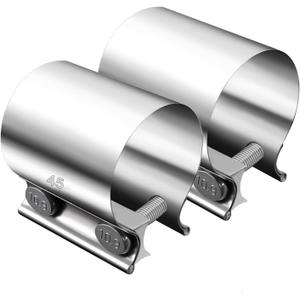 Dianrui 2PCS 1.75" Butt Joint Stainless Steel Clamp Band; 1.75 inch Universal Widening Clamp Fit for Exhaust System, Muffler